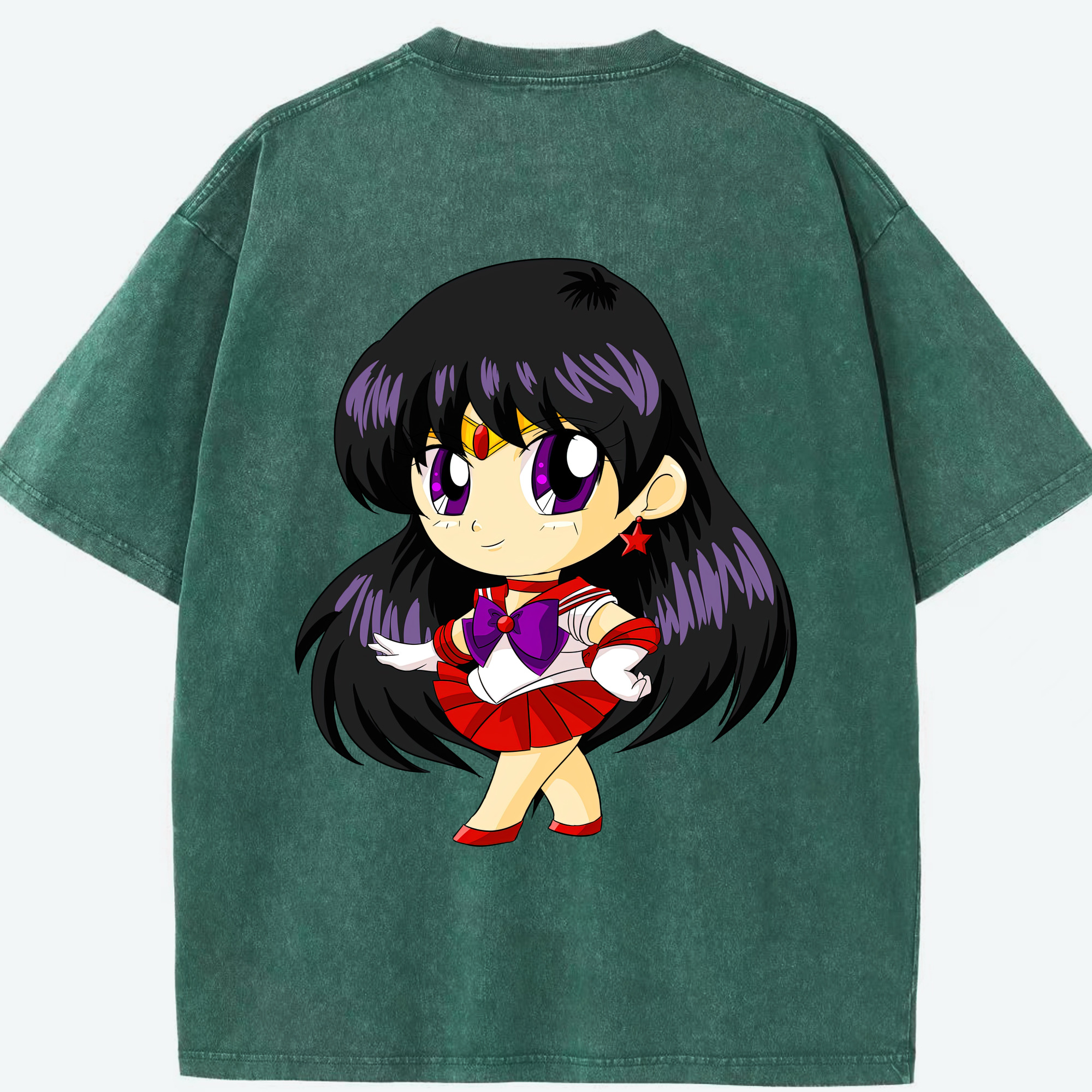 （画像用） 美少女戦士セーラームーン 火野レイ ひの レイ Sailor Moon Hino Rei （セーラーマーズ,Sailor Mars） 綿100% ヴィンテージ風 半袖Tシャツ（背面プリント）
